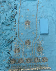 Crush Silk Suit Set with Zari & Sequins Work - Yanchi