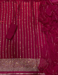 Crush Silk Suit Set with Zari & Sequins Work - Yanchi