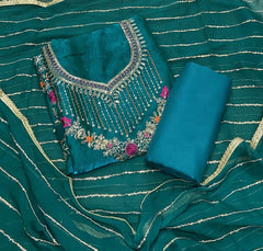 Crush Silk Suit Set with Zari & Sequins Work - Yanchi