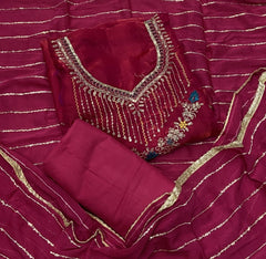 Crush Silk Suit Set with Zari & Sequins Work - Yanchi
