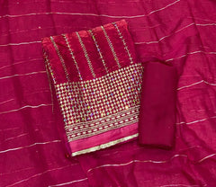 Crush Silk Suit Set with Zari & Sequins Work - Yanchi