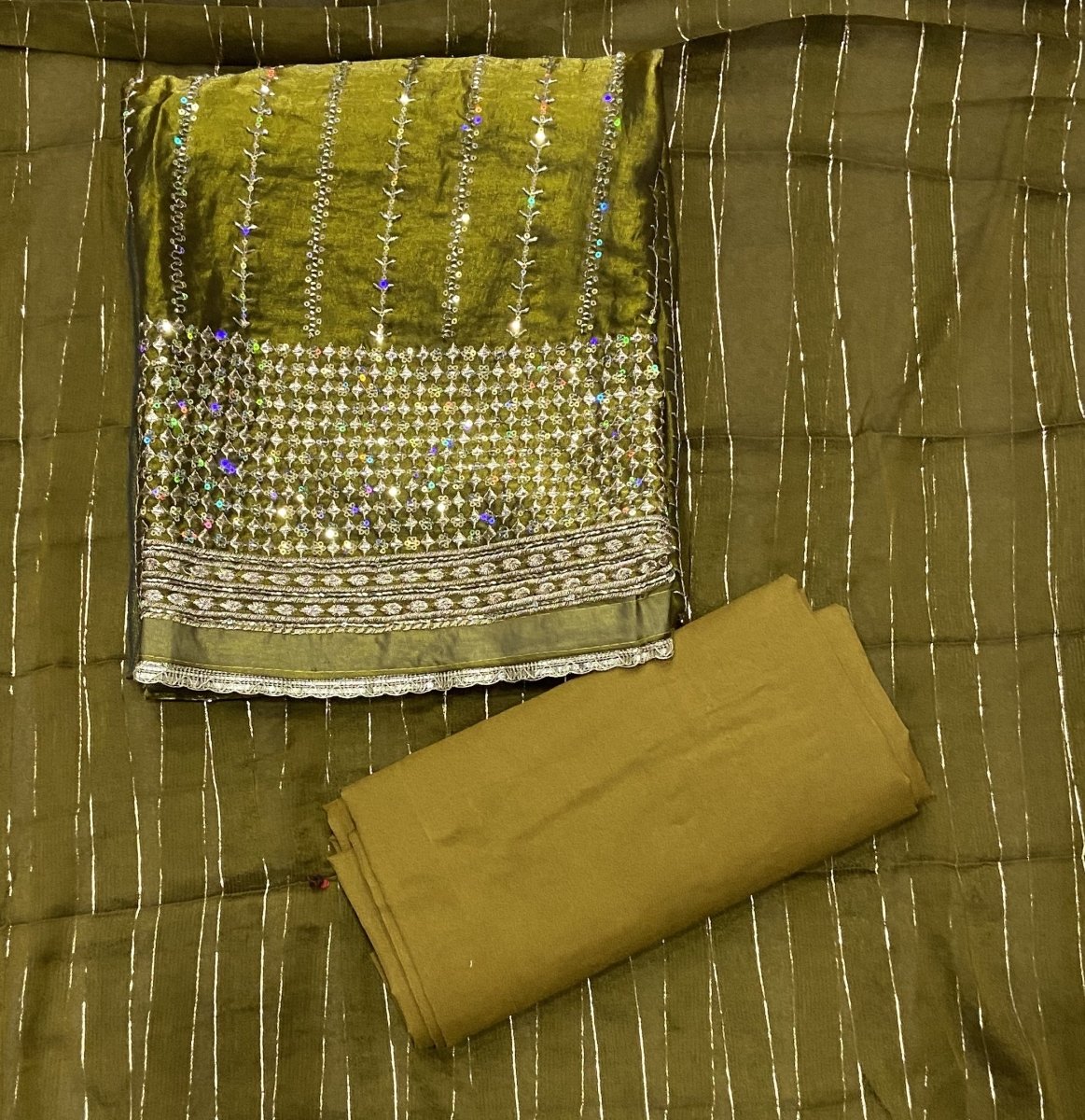 Crush Silk Suit Set with Zari & Sequins Work - Yanchi