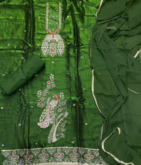 Crush Silk Suit Set with Zari & Sequins Work - Yanchi