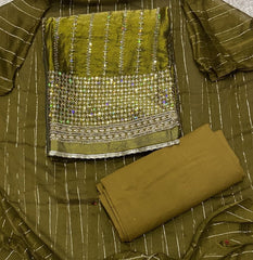 Crush Silk Suit Set with Zari & Sequins Work - Yanchi