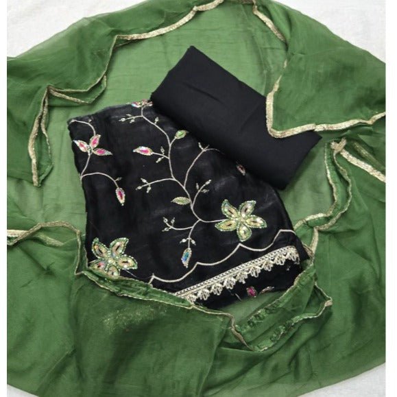 Crush Silk Suit Set with Zari & Sequins Work - Yanchi