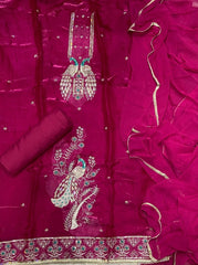 Crush Silk Suit Set with Zari & Sequins Work - Yanchi