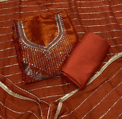 Crush Silk Suit Set with Zari & Sequins Work - Yanchi