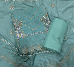 Crush Silk Suit Set with Zari & Sequins Work - Yanchi