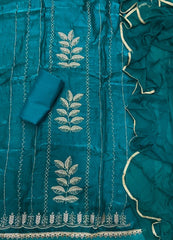 Crush Silk Suit Set with Zari & Sequins Work - Yanchi