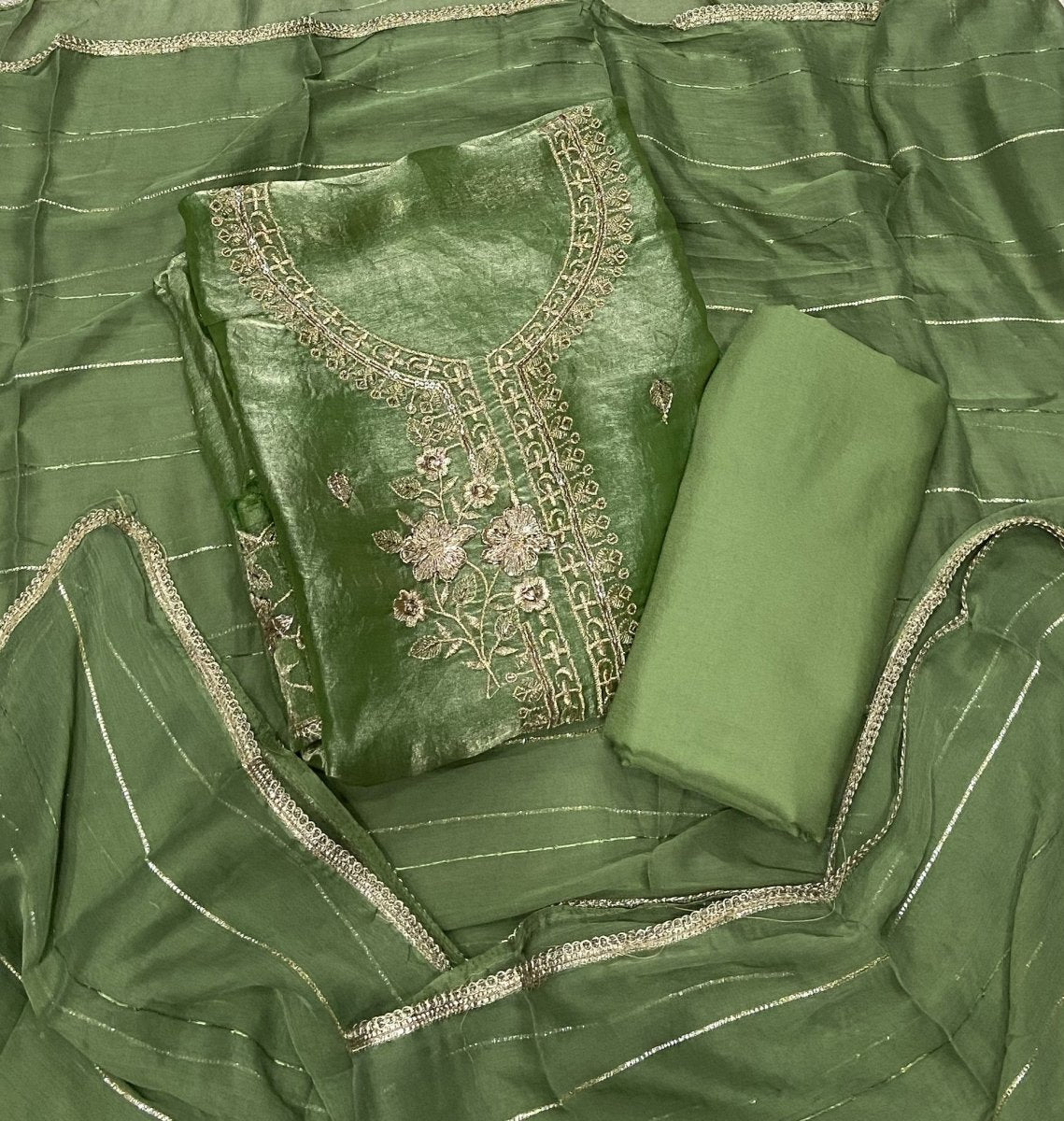 Crush Silk Suit Set with Zari & Sequins Work - Yanchi