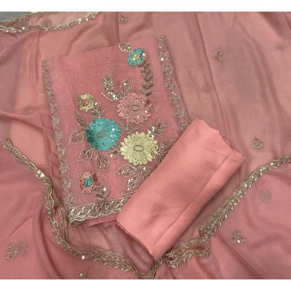 Crush Silk Suit Set with Zari & Sequins Work - Yanchi