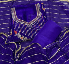 Crush Silk Suit Set with Zari & Sequins Work - Yanchi