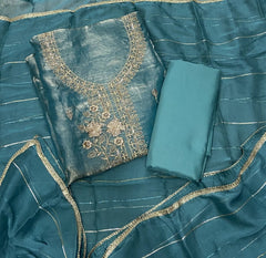Crush Silk Suit Set with Zari & Sequins Work - Yanchi
