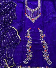 Crush Silk Suit Set with Zari & Sequins Work - Yanchi