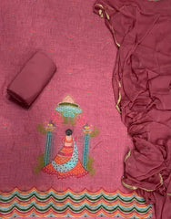 Dhamaka Offer Elegant Linen Cotton Suit Set with Swarovski Work - Yanchi