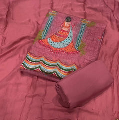 Dhamaka Offer Elegant Linen Cotton Suit Set with Swarovski Work - Yanchi