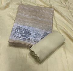 Dhamaka Offer Elegant Linen Cotton Suit Set with Swarovski Work - Yanchi