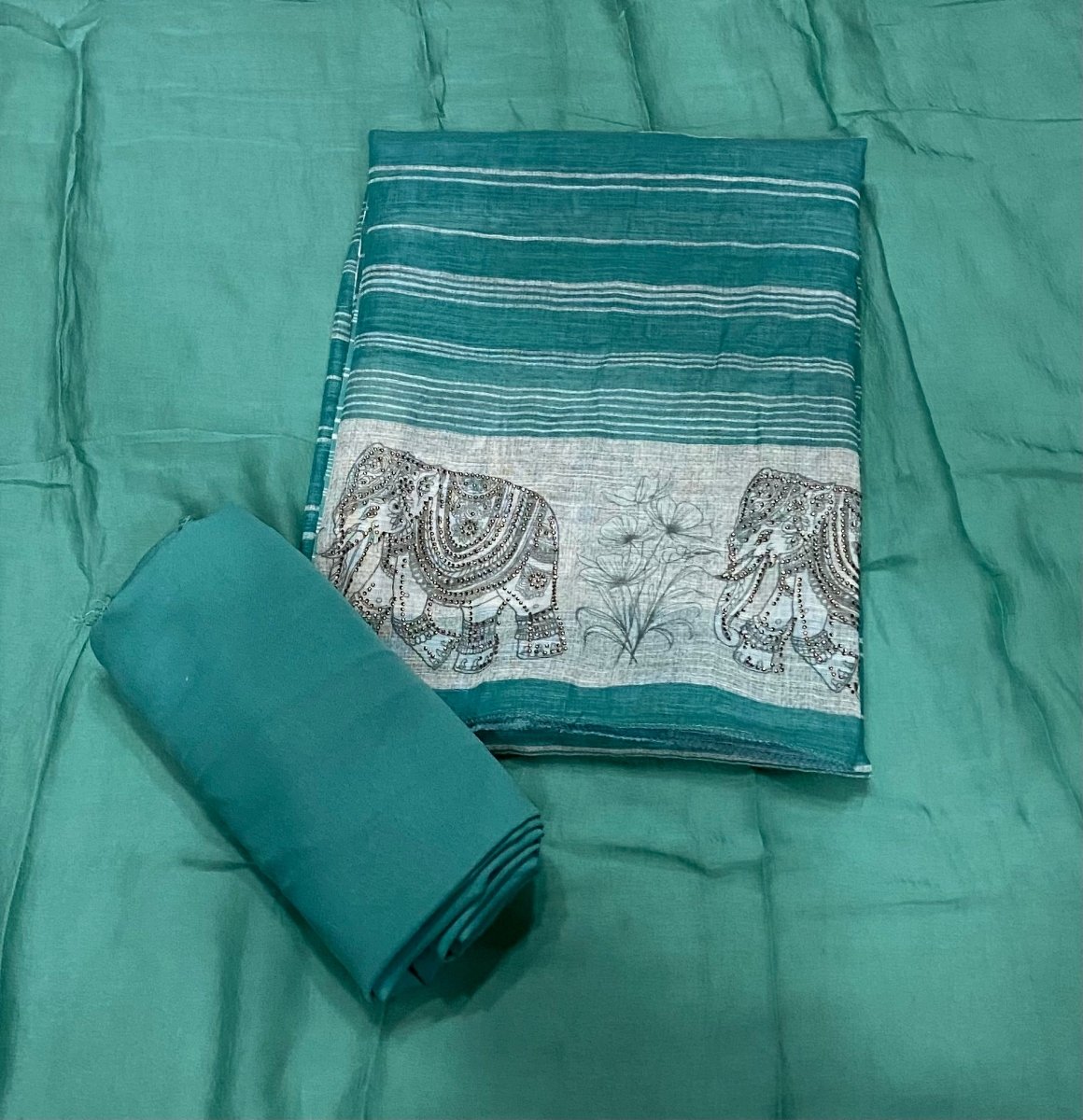 Dhamaka Offer Elegant Linen Cotton Suit Set with Swarovski Work - Yanchi