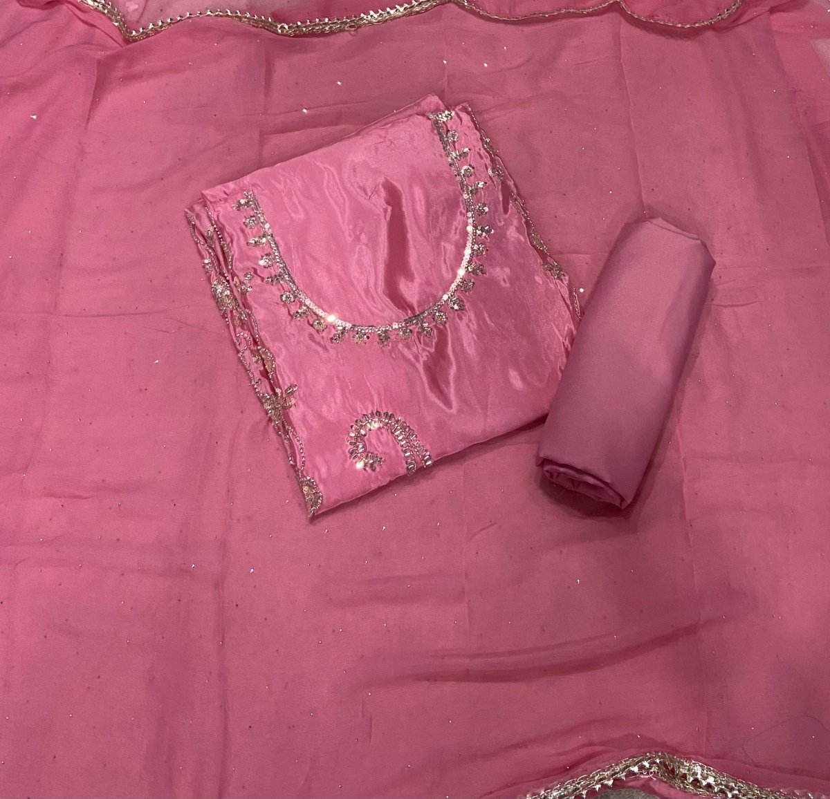 Dhamaka Offer Glass Organza Suit Set with Sequins & Beads work - Yanchi