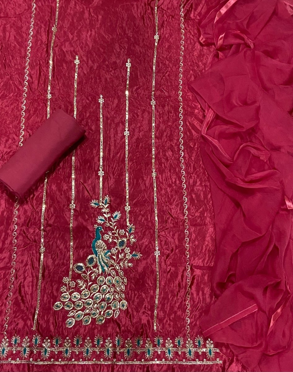 Dhamaka Offer Gold Crush Suit Set with Heavy Sequins & Zari work - Yanchi