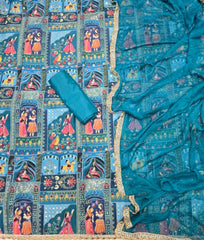 Dhamaka Offer Insta Trending Raja Rani Crepe Suit Set with Heavy Zari & Sequins Work - Yanchi