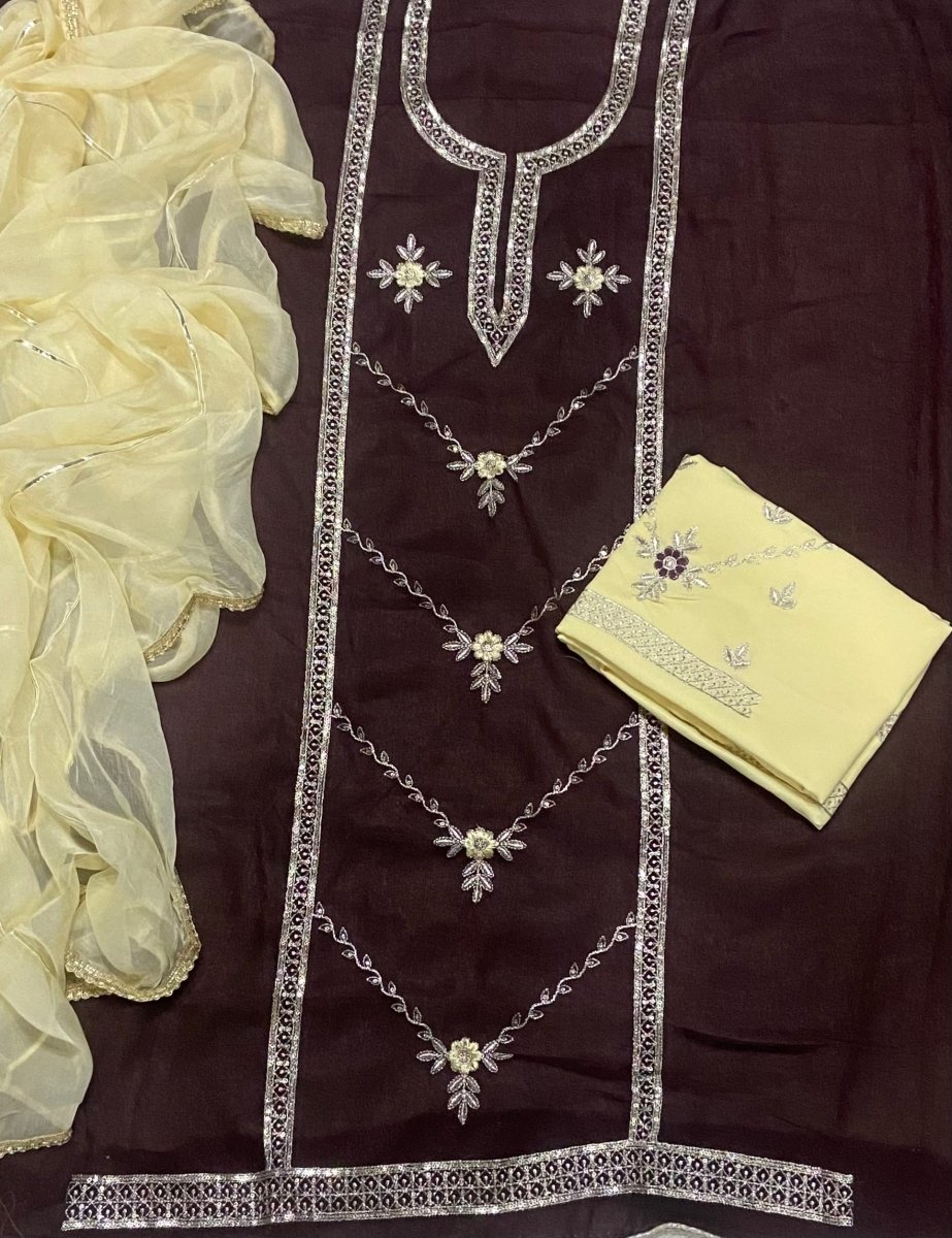 Dhamaka Offer Shimmer Suit Set with Heavy Sequins & Zari Thread work(Bottom work) - Yanchi