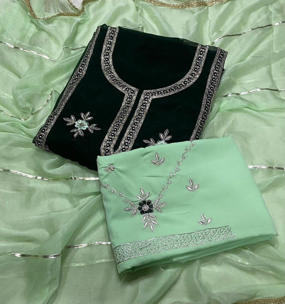 Dhamaka Offer Shimmer Suit Set with Heavy Sequins & Zari Thread work(Bottom work) - Yanchi