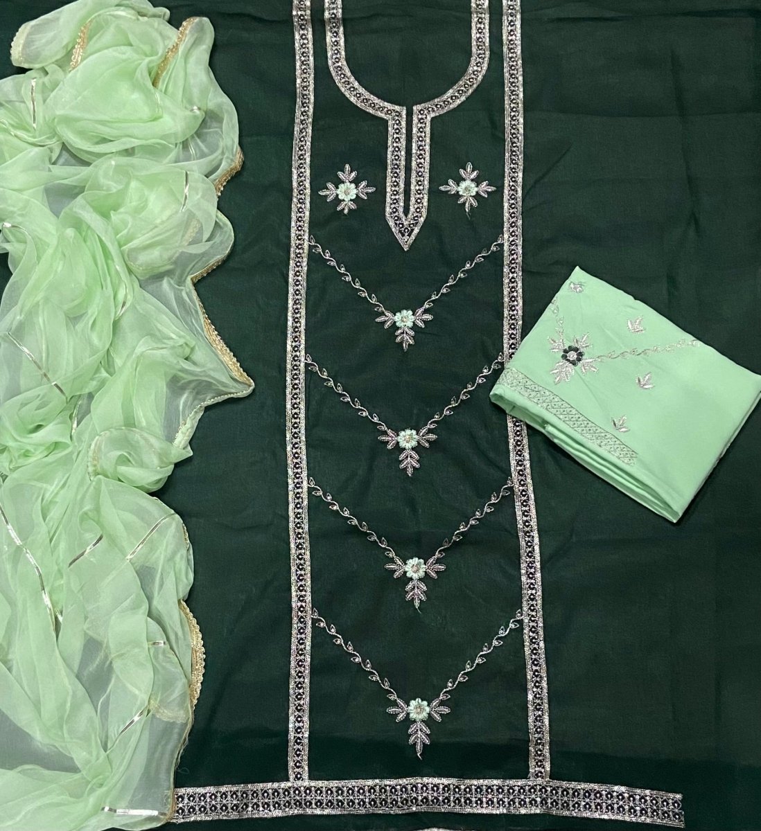 Dhamaka Offer Shimmer Suit Set with Heavy Sequins & Zari Thread work(Bottom work) - Yanchi