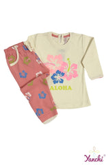 Dream Threads Aloha Tshirt & Bottom Set (Cream) - Yanchi