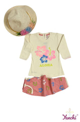 Dream Threads Aloha Tshirt & Bottom Set (Cream) - Yanchi