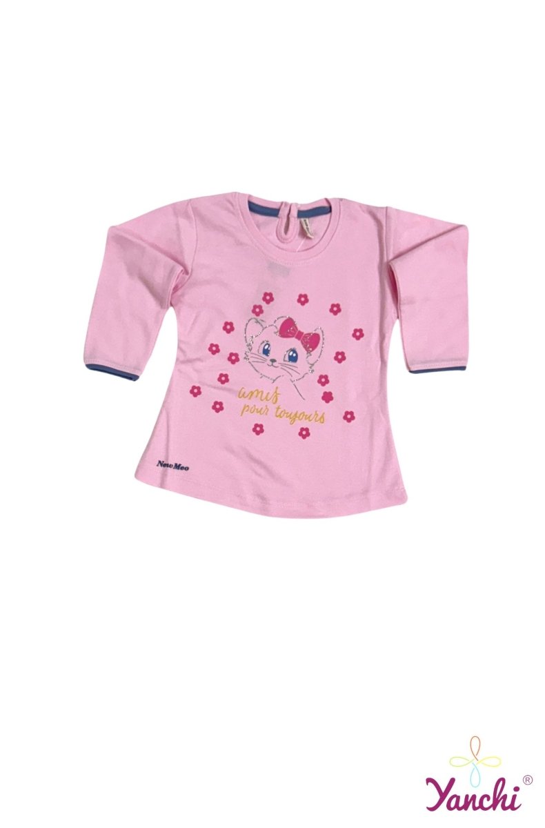 Dream Threads Kitty Tshirt & Bottom Set (Pink) - Yanchi