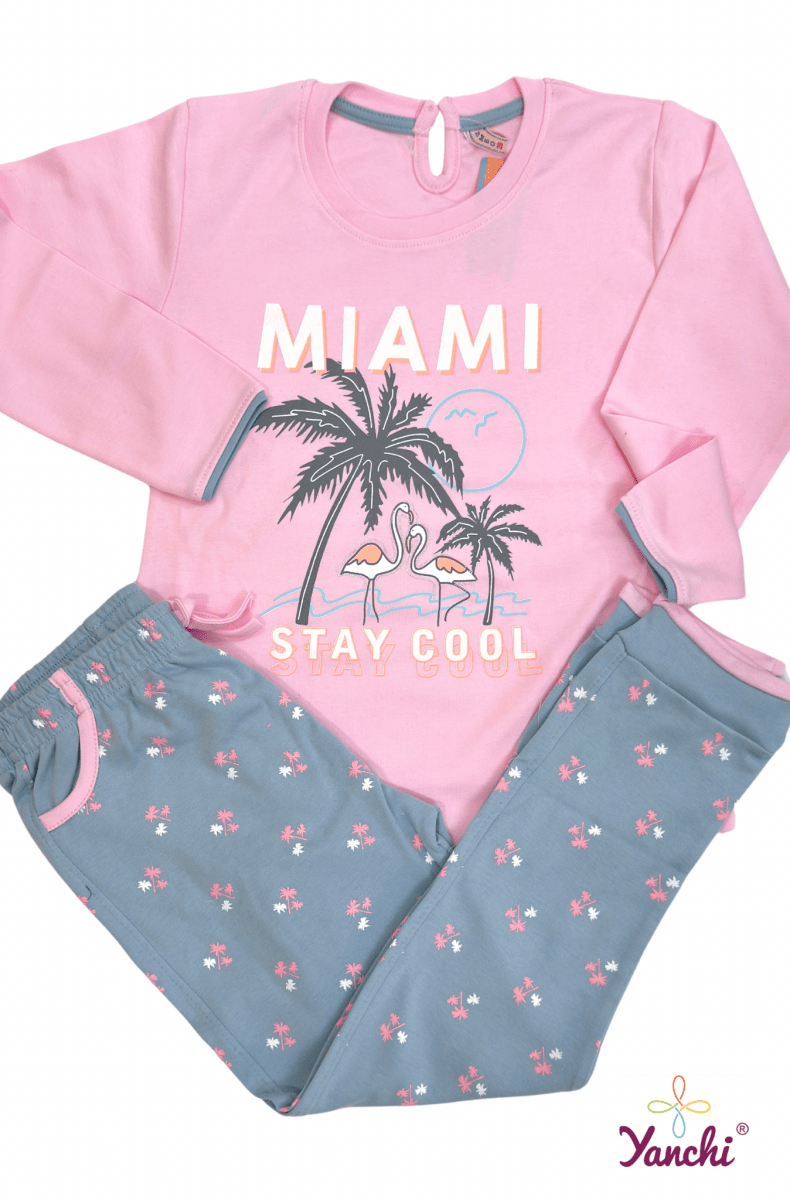 Dream Threads Miami Tshirt & Bottom Set (Pink) - Yanchi