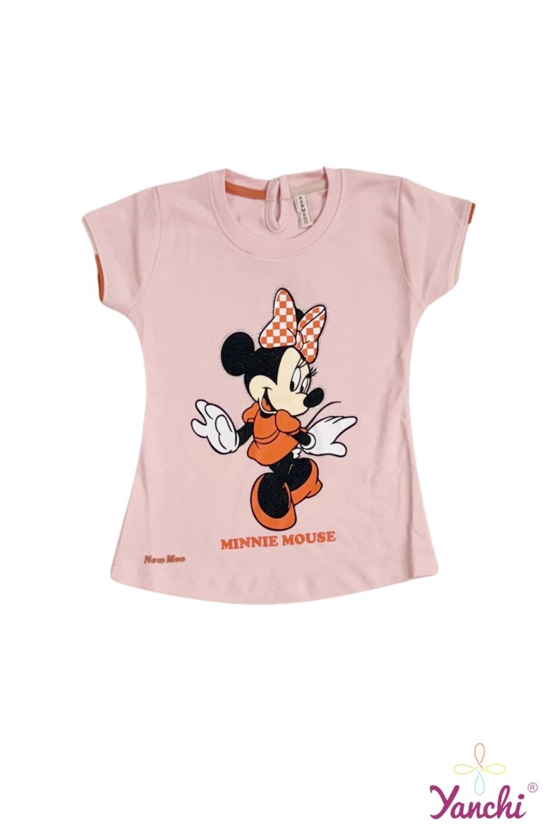 Dream Threads Minnie Mouse Tshirt & Shorts Set (Peach) - Yanchi