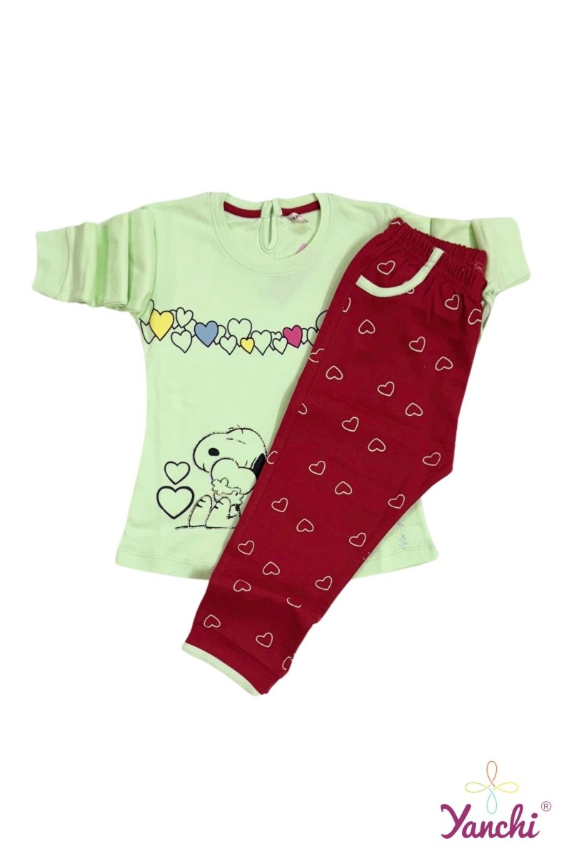 Dream Threads Snoopy Tshirt & Bottom Set (Green) - Yanchi