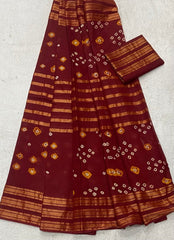 Elegant Pure Cotton Bandhej Print Saree - Yanchi