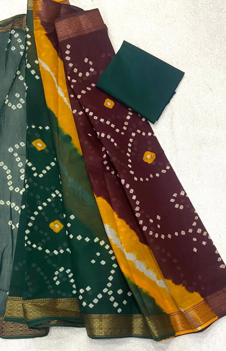 Elegant Pure Cotton Bandhej Print Saree - Yanchi