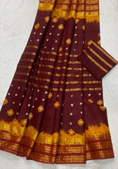 Elegant Pure Cotton Bandhej Print Saree - Yanchi