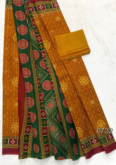 Elegant Pure Cotton Batik Print Saree - Yanchi