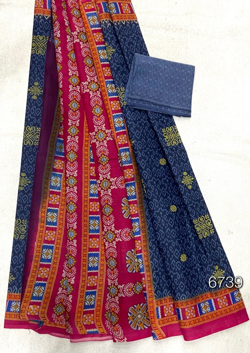 Elegant Pure Cotton Batik Print Saree - Yanchi