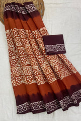 Elegant Pure Cotton Batik Print Saree - Yanchi