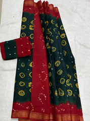 Elegant Pure Cotton Royal Bandhej Print Saree - Yanchi