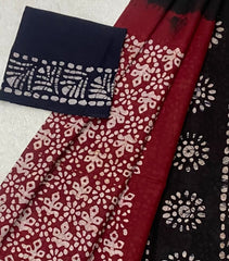 Elegant Pure Cotton Royal Batik Print Saree - Yanchi
