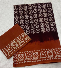 Elegant Pure Cotton Royal Batik Print Saree - Yanchi