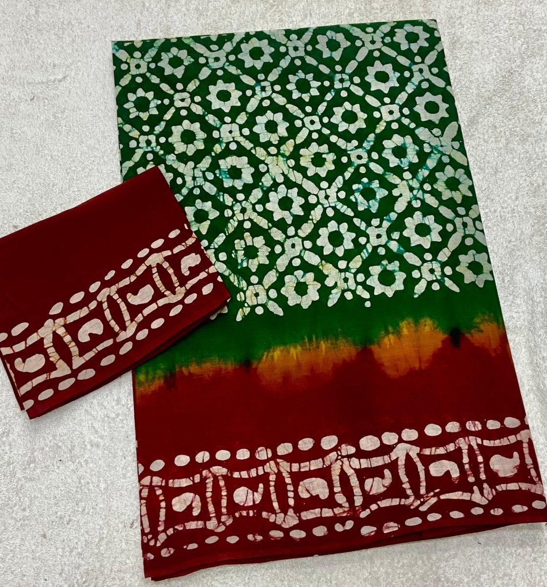 Elegant Pure Cotton Royal Batik Print Saree - Yanchi