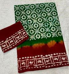Elegant Pure Cotton Royal Batik Print Saree - Yanchi