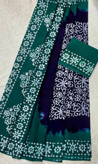 Elegant Pure Cotton Royal Batik Print Saree - Yanchi