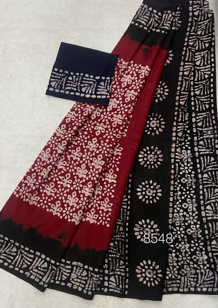 Elegant Pure Cotton Royal Batik Print Saree - Yanchi