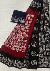 Elegant Pure Cotton Royal Batik Print Saree - Yanchi