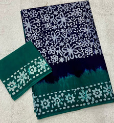Elegant Pure Cotton Royal Batik Print Saree - Yanchi