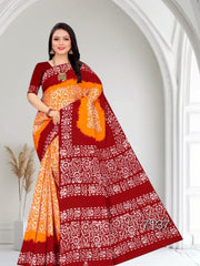 Elegant Pure Cotton Royal Batik Print Saree - Yanchi